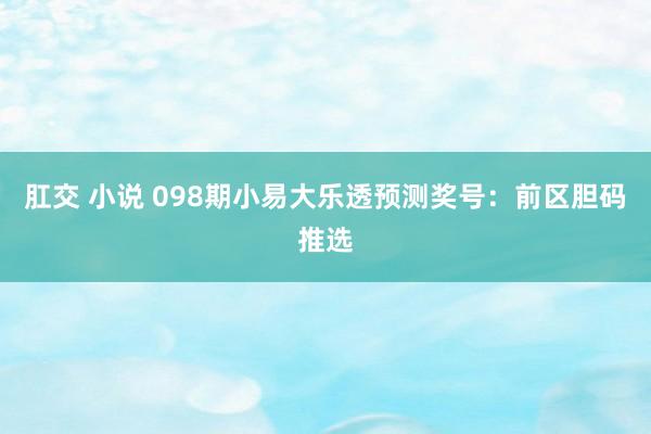 肛交 小说 098期小易大乐透预测奖号：前区胆码推选