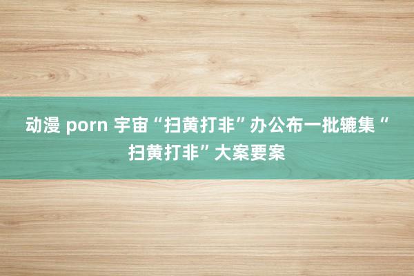 动漫 porn 宇宙“扫黄打非”办公布一批辘集“扫黄打非”大案要案