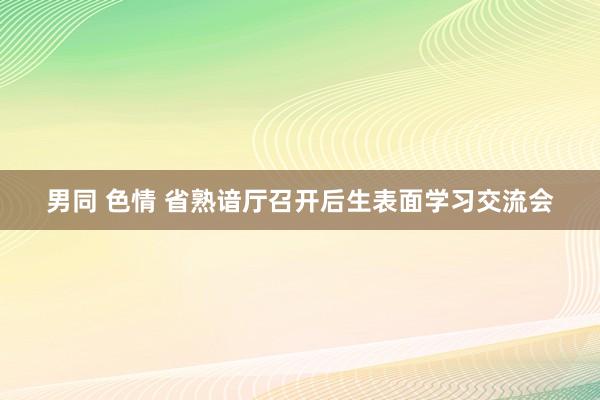 男同 色情 省熟谙厅召开后生表面学习交流会